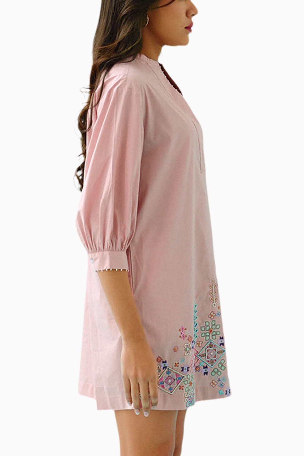 Blush Pink Cotton Embroidered Idealist Shift Dress