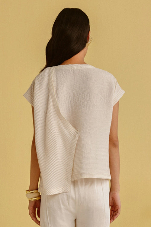 Ivory Pintuck Overlap Gilet