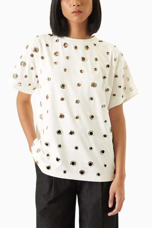 White T-Shirt Bulls with Eyelets
