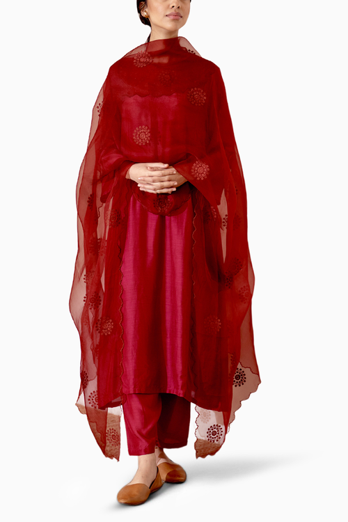Tapasi Deep Red Kurta Set