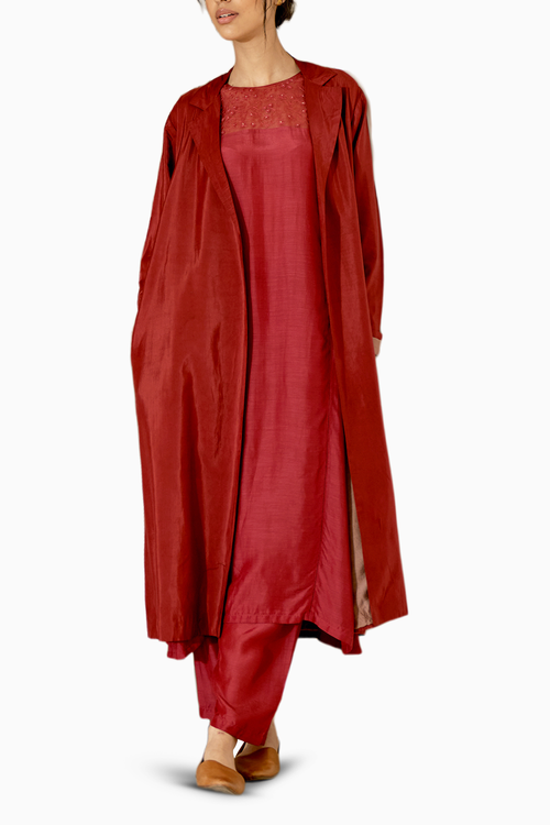 Tapasi Deep Red Kurta Set