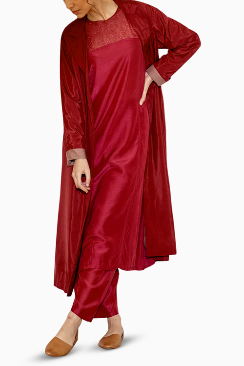 Tapasi Deep Red Kurta Set