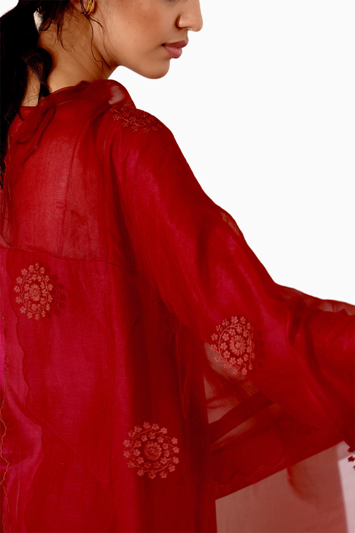 Tapasi Deep Red Kurta Set