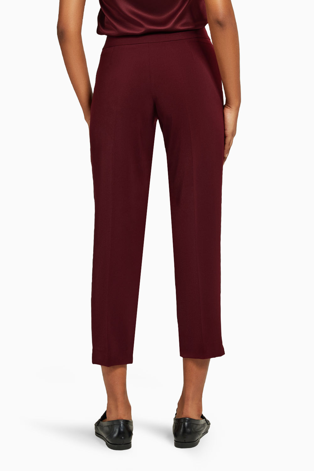 Burgundy Stretch Suiting Cigarette Trousers