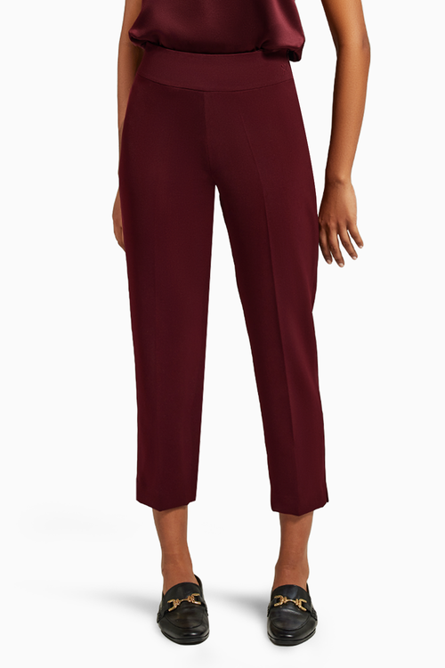 Burgundy Stretch Suiting Cigarette Trousers