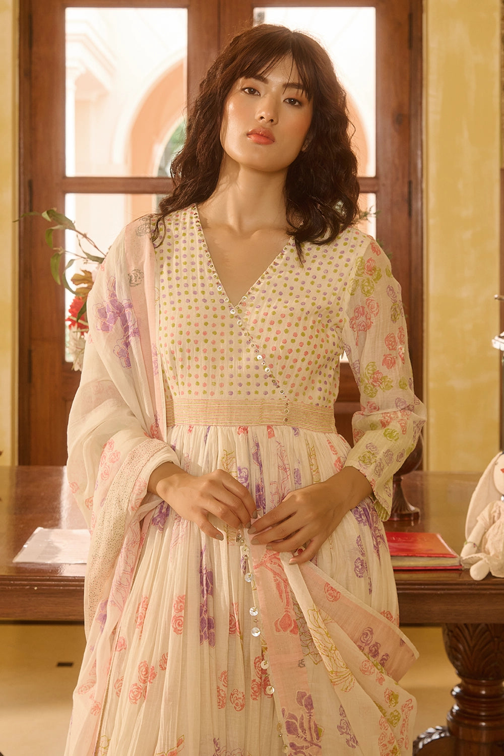 Ruby Kurta With Stole