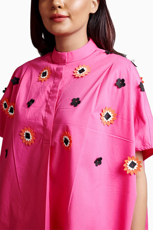 Pink Embroidered Oversized Co-ord Set