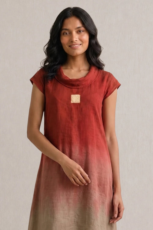 Red Ice Cube Roll Collar Twirl Dress