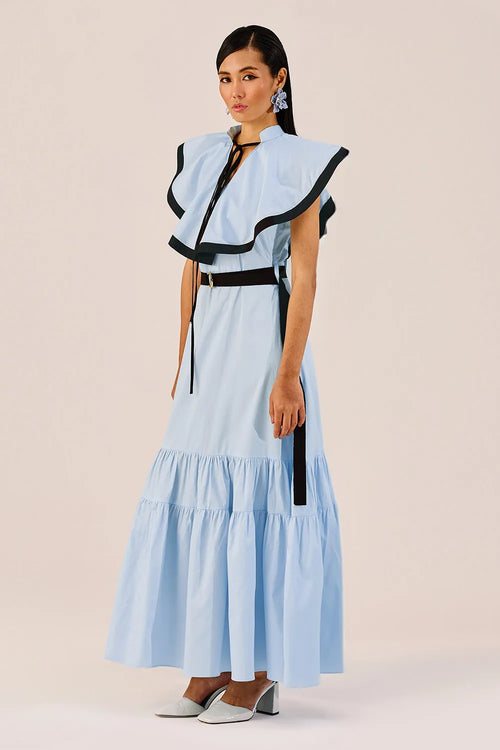 Light Blue Ruffle Maxi Dress