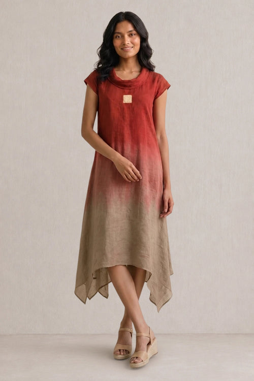Red Ice Cube Roll Collar Twirl Dress