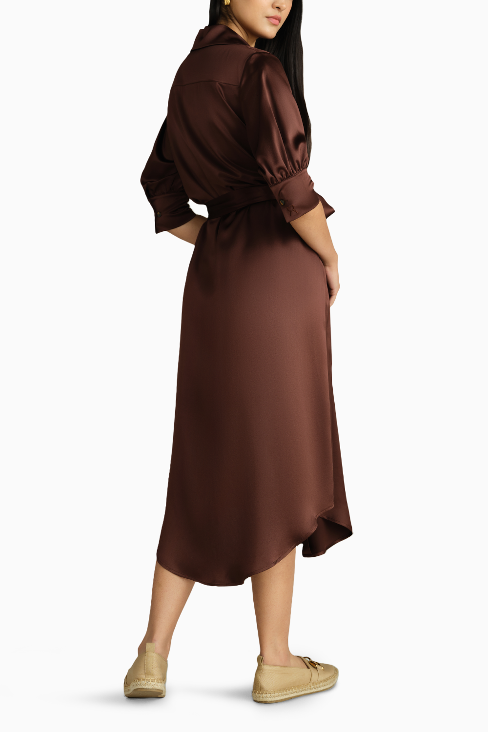 Espresso Silk Shirt Dress