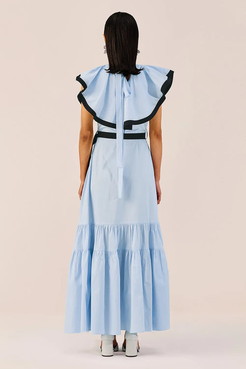 Light Blue Ruffle Maxi Dress