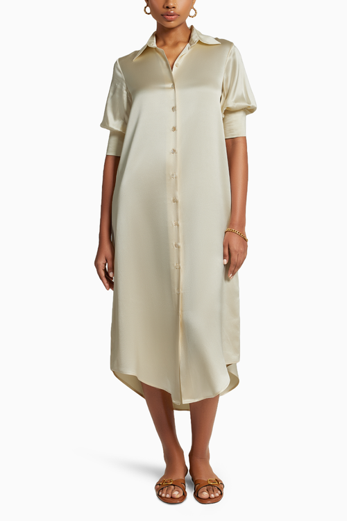 Cream Silk Shirt Dress