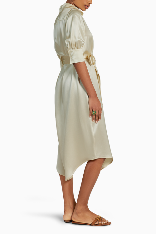 Cream Silk Shirt Dress