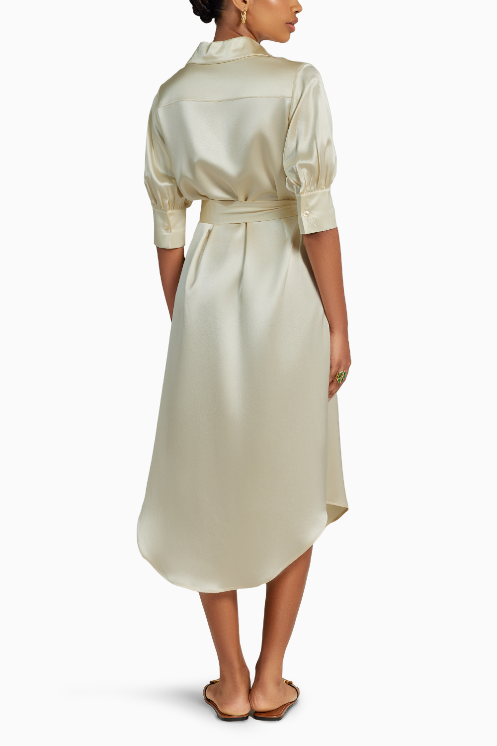 Cream Silk Shirt Dress