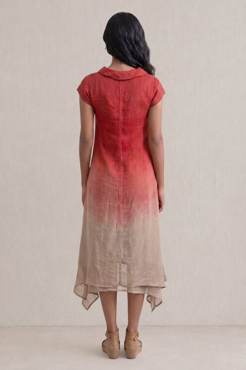 Red Ice Cube Roll Collar Twirl Dress