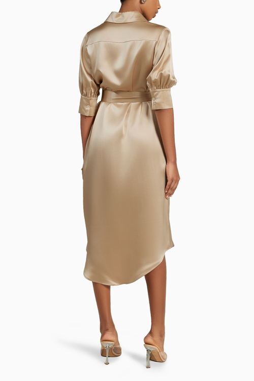 Champagne Silk Shirt Dress