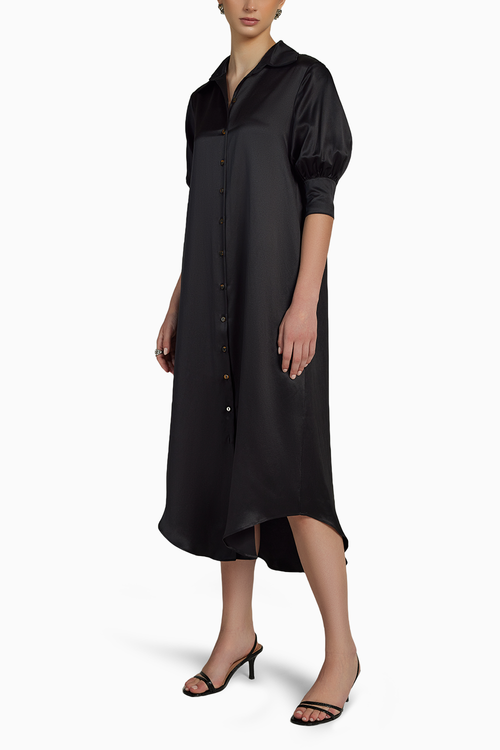 Black Silk Shirt Dress