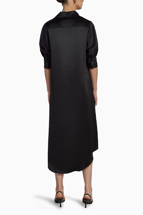 Black Silk Shirt Dress