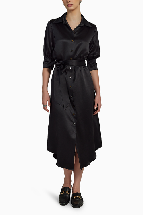 Black Silk Shirt Dress
