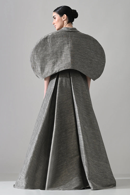 Grey Gown With Cocooned Sleeves