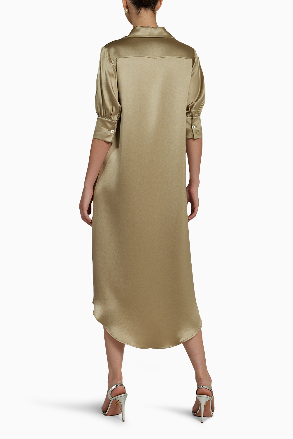 Olive Silk Shirt Dress