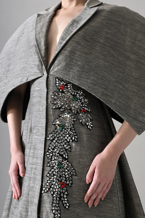 Grey Gown With Cocooned Sleeves