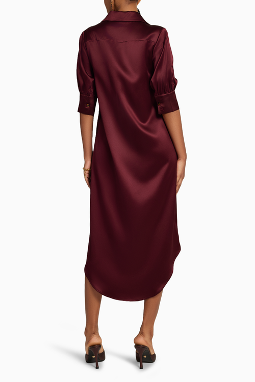 Burgundy Silk Shirt Dress