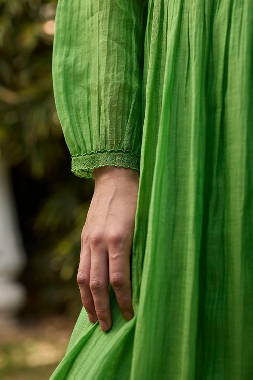 Wander Trail Green Embroidered Dress