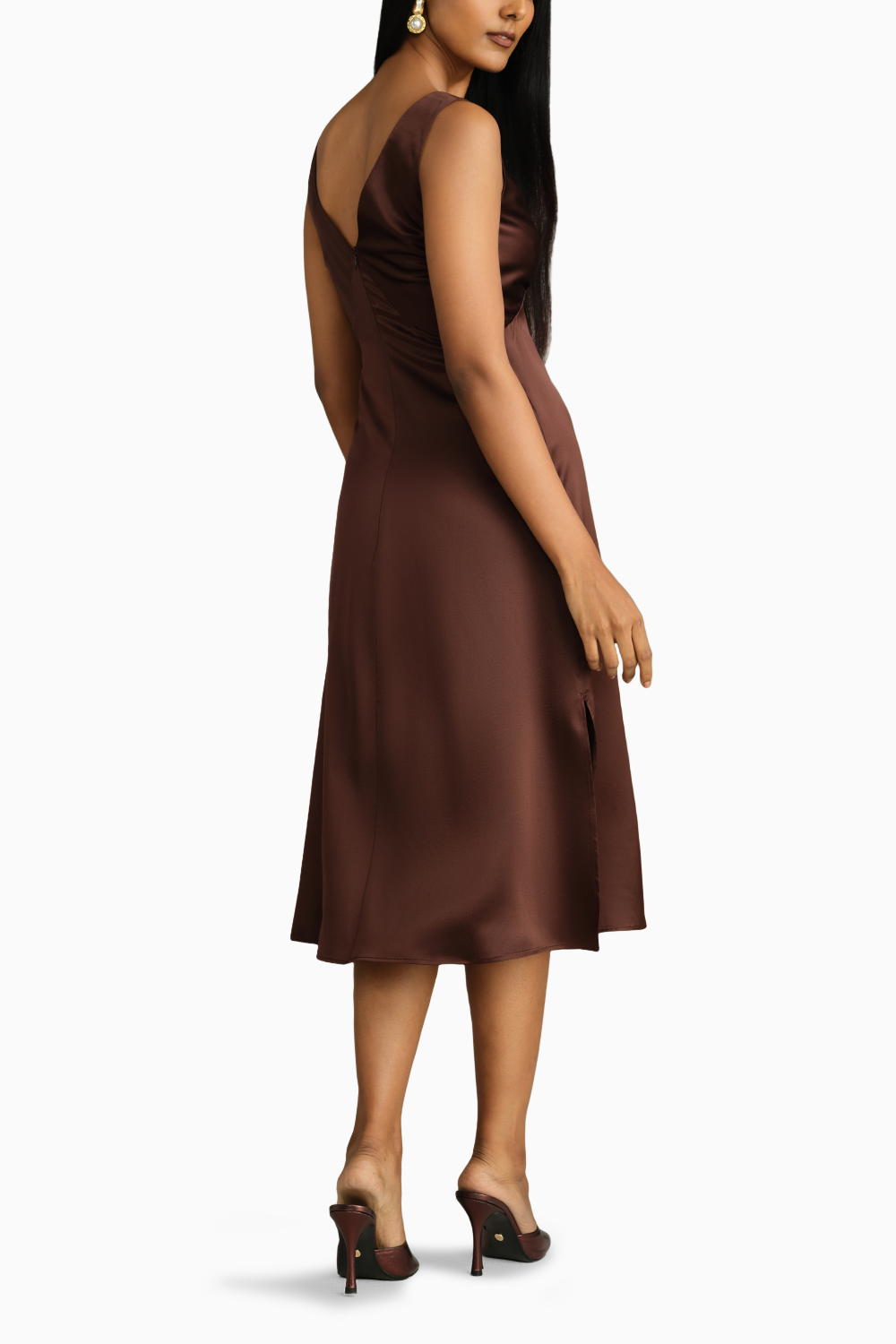 Espresso Silk Slip Dress