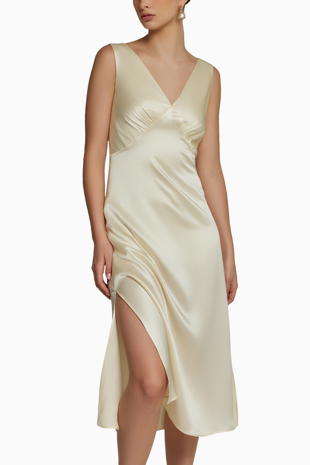 Cream Silk Slip Dress