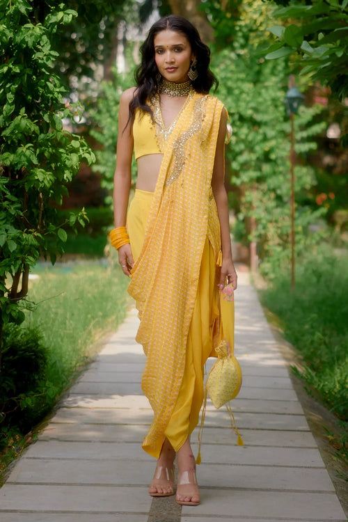 Haseena Yellow Saree