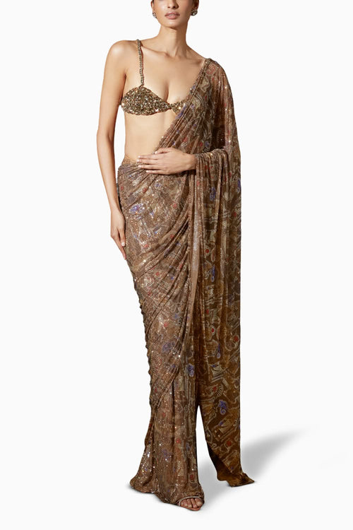 Ancient Glyphs Saree Set