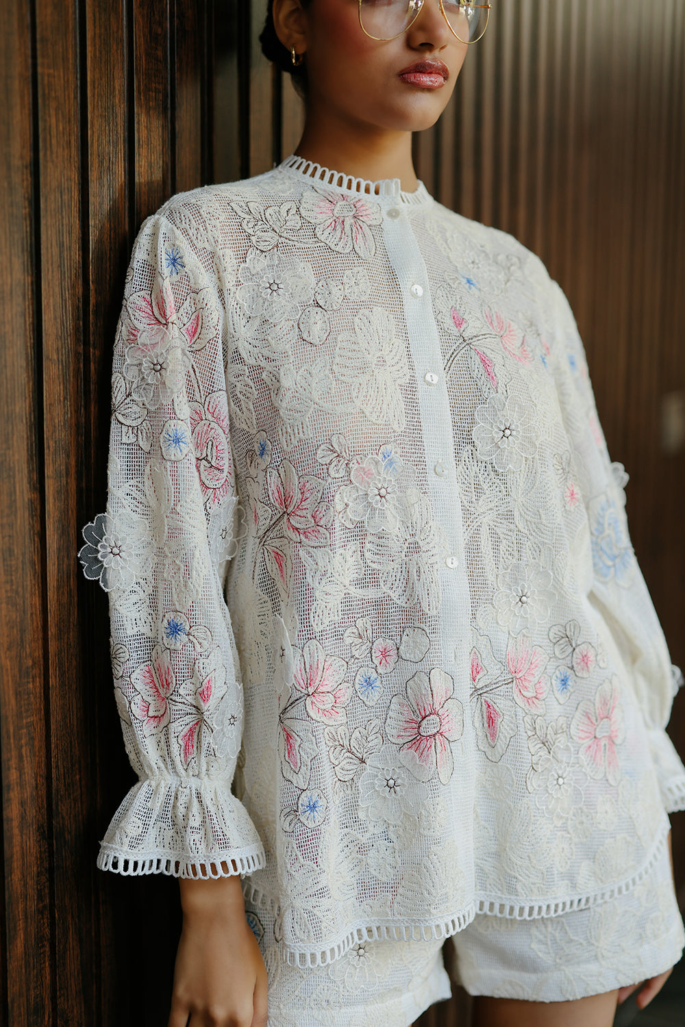 Azure White Scallop Work Co-ord Set