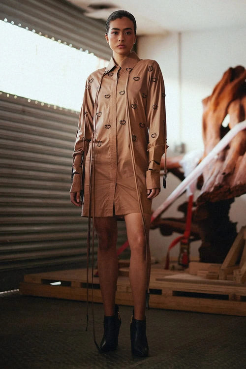 D- Ring Embellished Shirt Dress