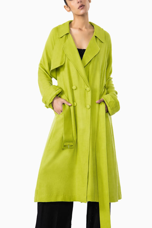 Chartreuse Pashmina Trench Coat