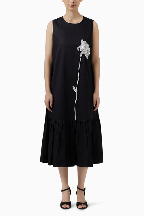 Pearl Rose Black Dress