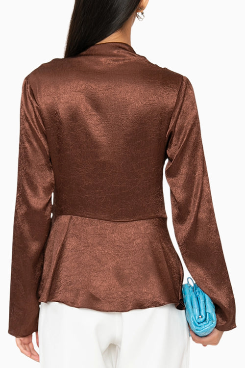 Magnolia Brown Wrap Top