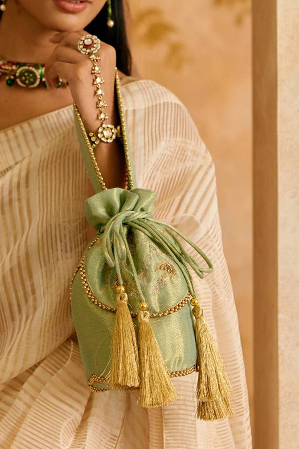 Aqua Rose Potli Bag