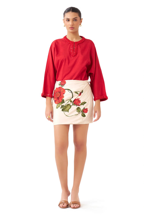 Red and Ivory Petal Co-ord Set