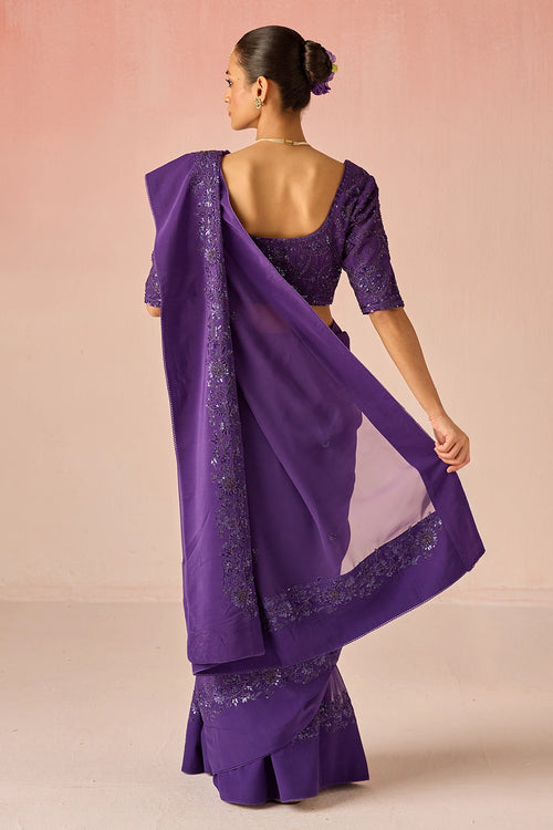 Mauve Purple Bahaara Georgette Saree