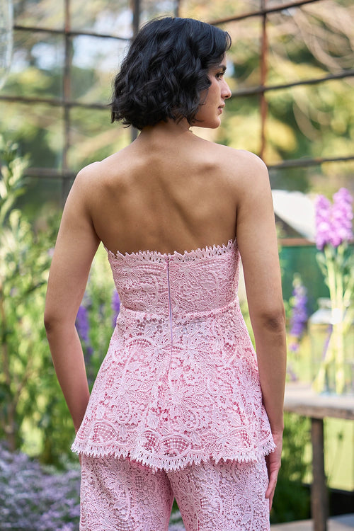 Scalloped Off-Shoulder Peplum Lace Top