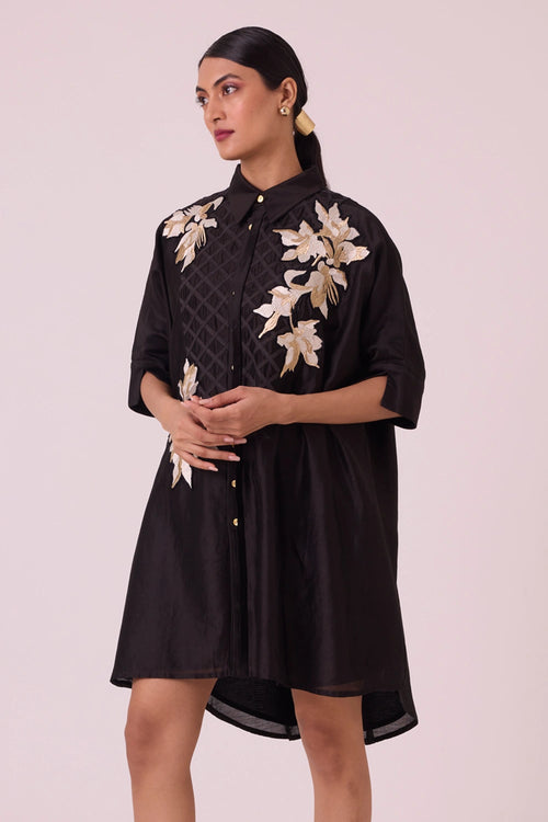 Black Mimi Framed Shirt Dress