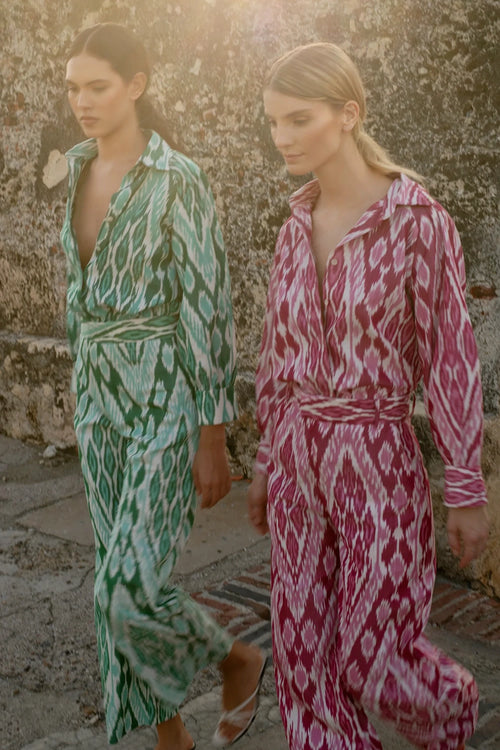 Pink Ikat Handloom Set