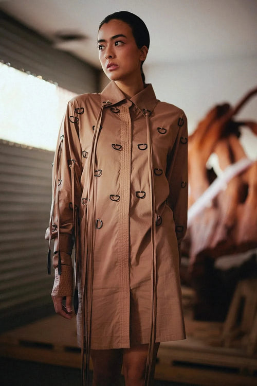 D- Ring Embellished Shirt Dress