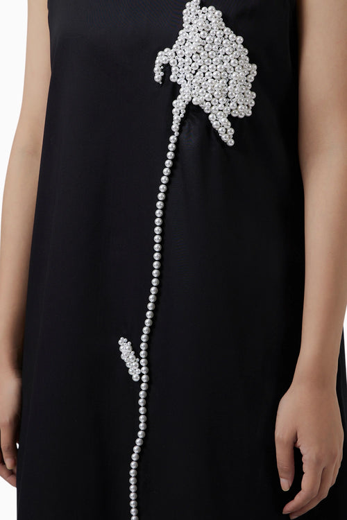 Pearl Rose Black Dress