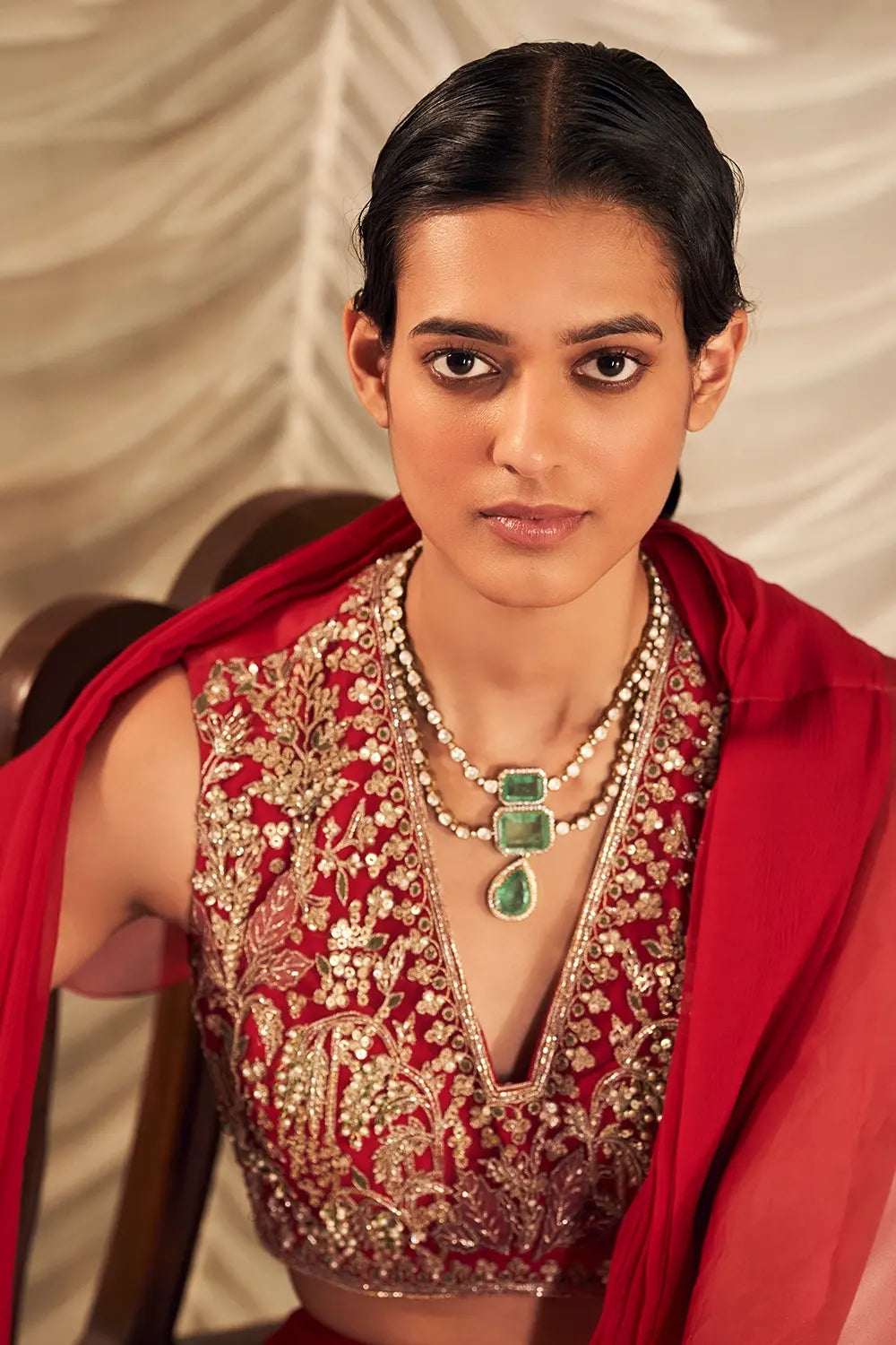 Naeem Red Sari Set
