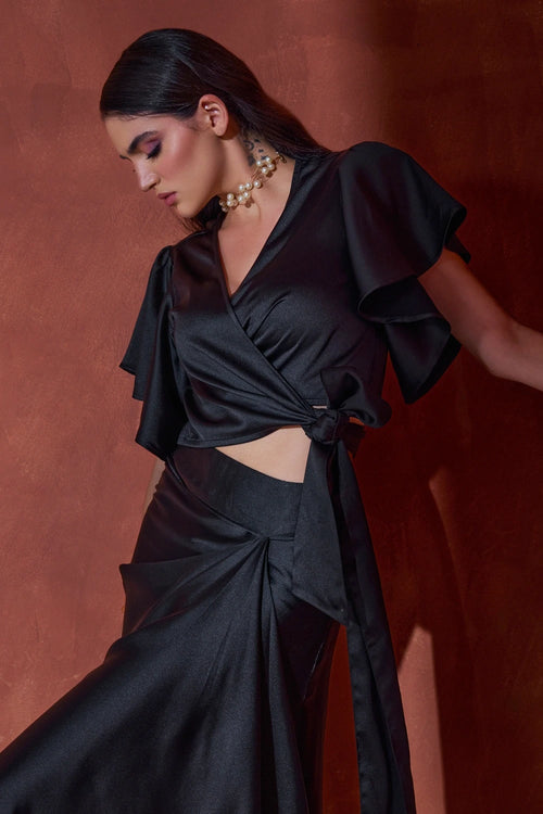 The Amure Black Drapped Co-ord Set