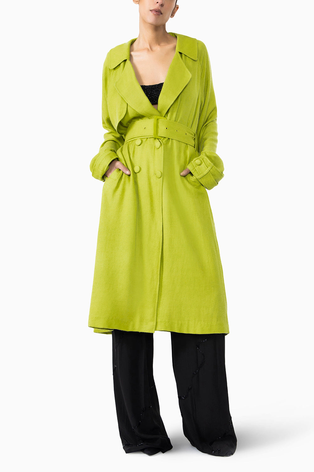 Chartreuse Pashmina Trench Coat