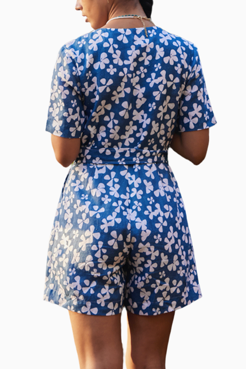 Blue Blooms Printed Playsuit